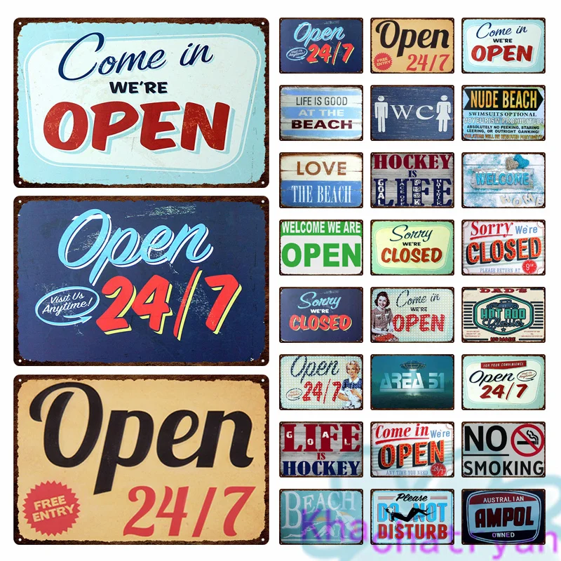 

Металлическая пластина, этикетка открывания и закрытия магазина, индикатор, картина, железный жестяной знак, настенные картины для удобных ...
