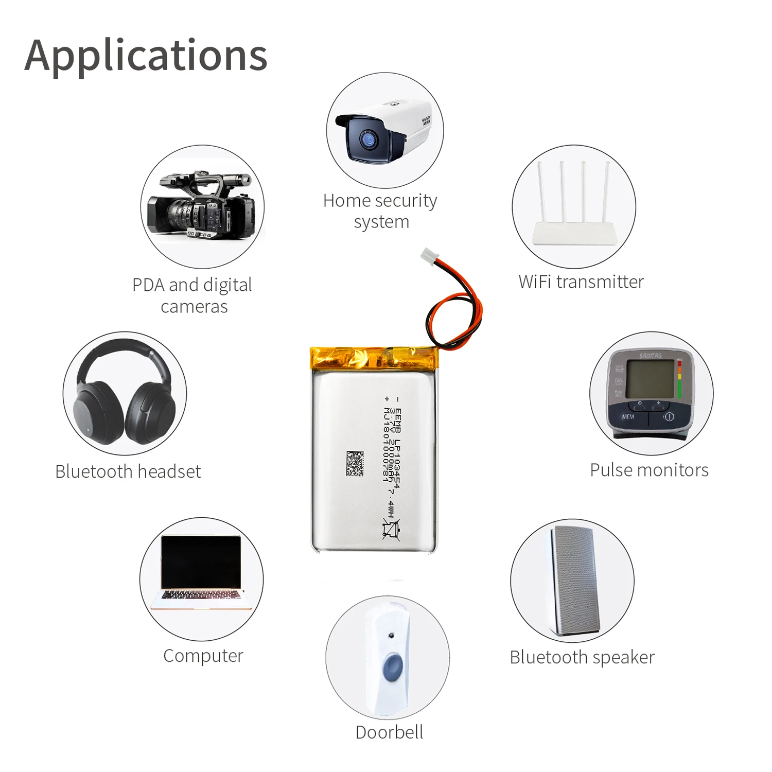 EEMB 103454 3 7 V литий полимерная аккумуляторная батарея 2000mAh Li Lion для портативного