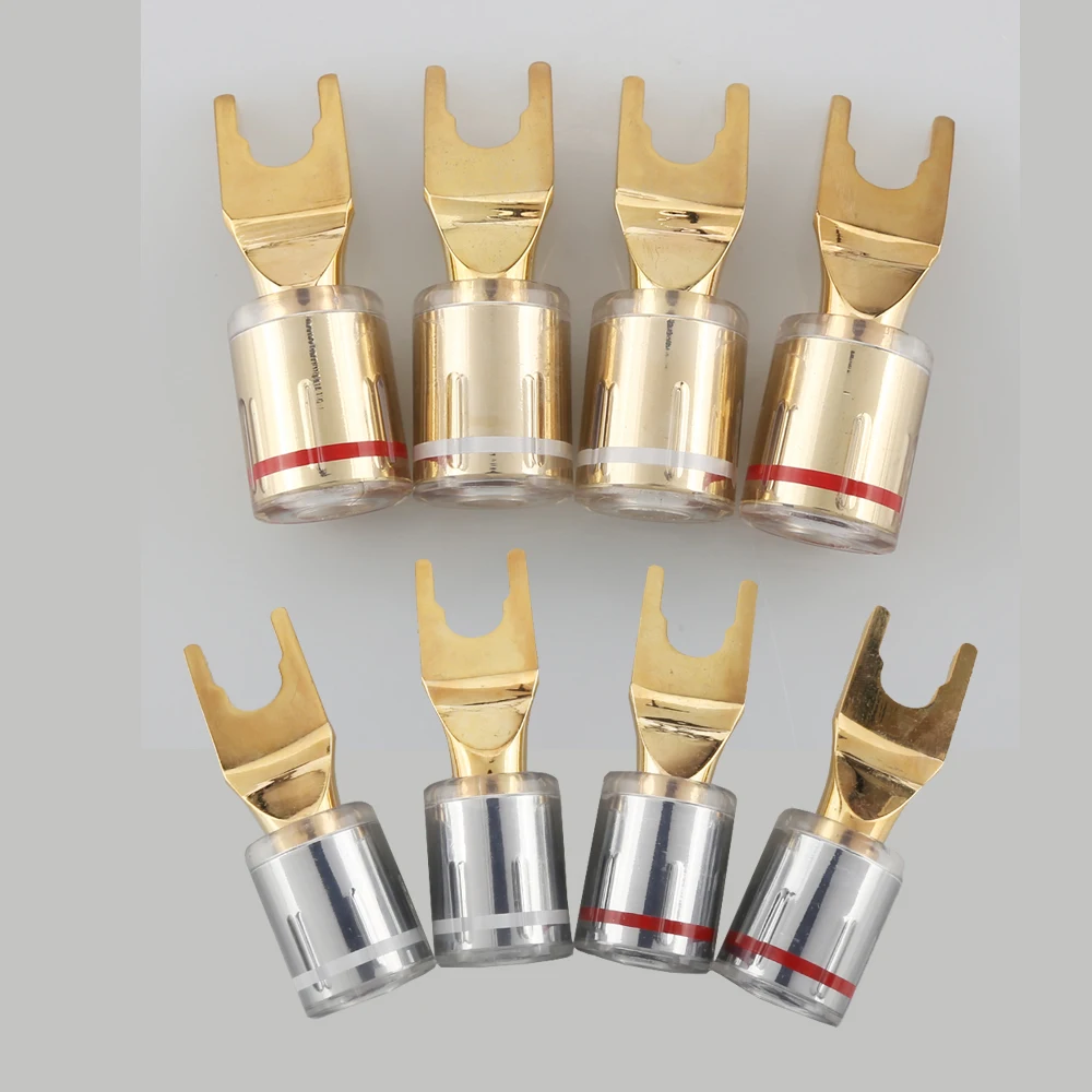 Высококачественный позолоченный штекер Лопатка для динамика кабель с винтовым