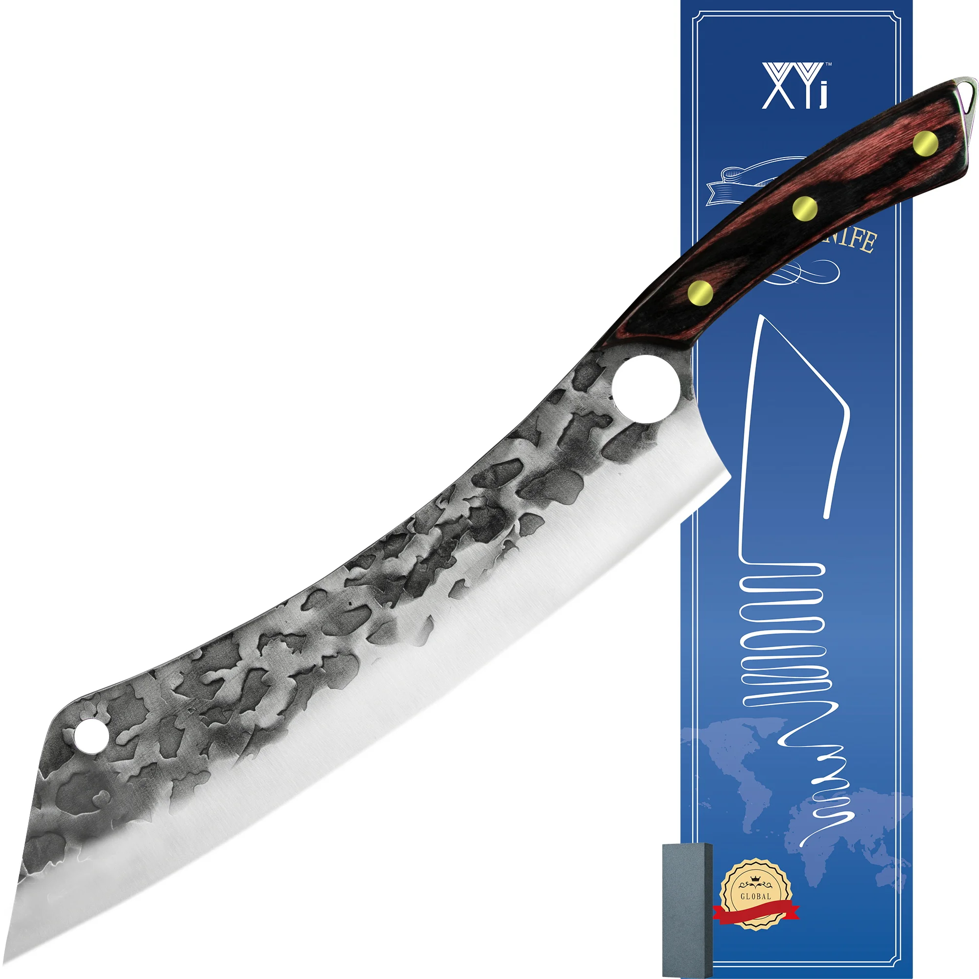 

XYj кухонный нож шеф-повара 12,5 дюйма, нож для нарезки и готовки, нож из нержавеющей стали для овощей, мясница, инструмент с деревянной ручкой ...