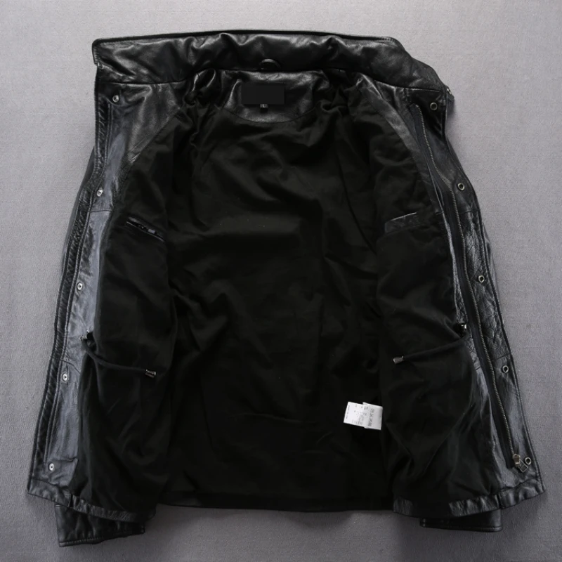 

genuine Army overcoat clothing M65 outerwear cow male plus big size leather rider jacket