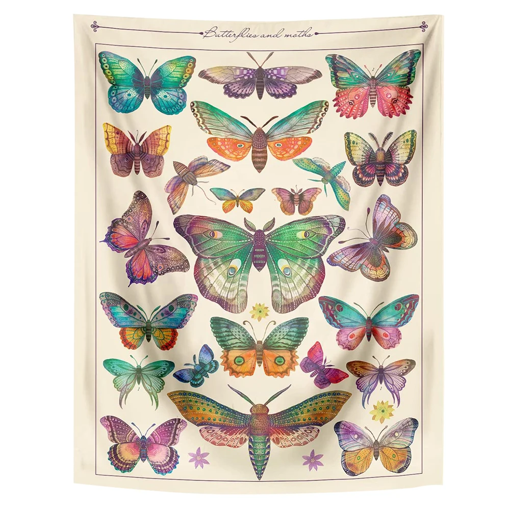 Винтажный гобелен с бабочками таблица для справки эстетический цветной