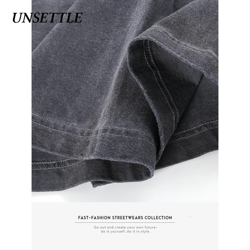 UNSETTLE футболка с забавным принтом тяжелая ткань потертая уличная мода Мужская в