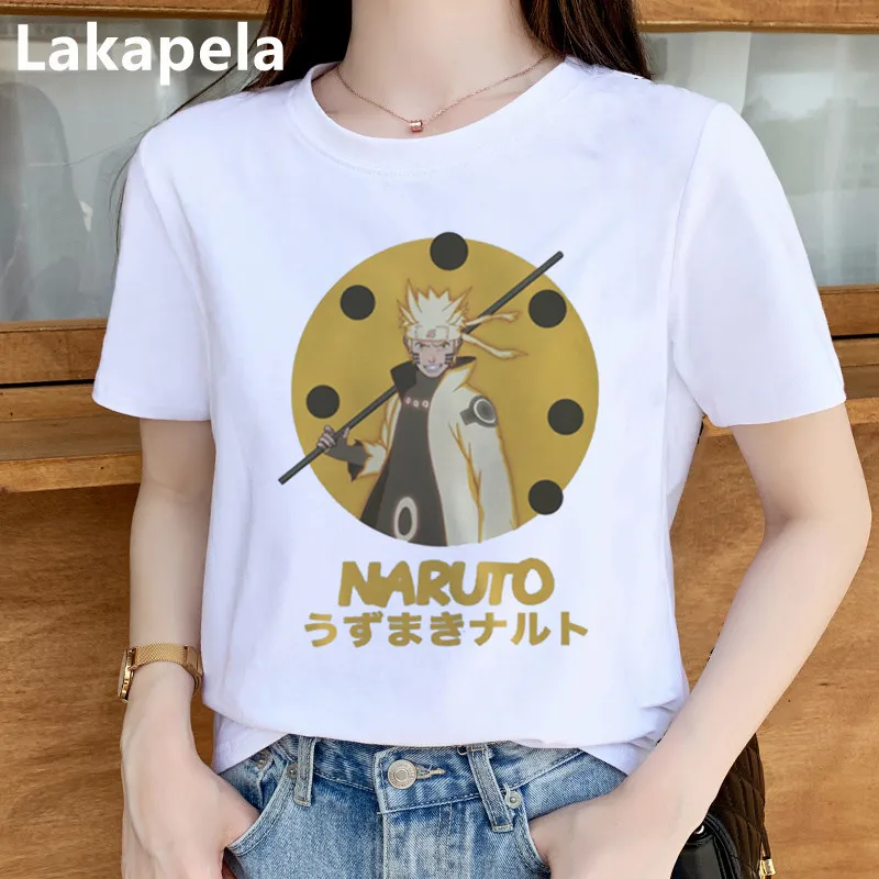 Женская футболка с аниме принтом Sasuke белая круглым вырезом в стиле Харадзюку