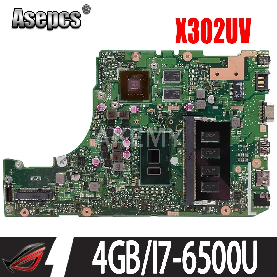 

X302UVK для ASUS X302UJ X302U X302UV X302UA / UJ материнская плата ноутбука I7-6500U GT820M-2GB RAM-4GB DDR3 оригинальный тест