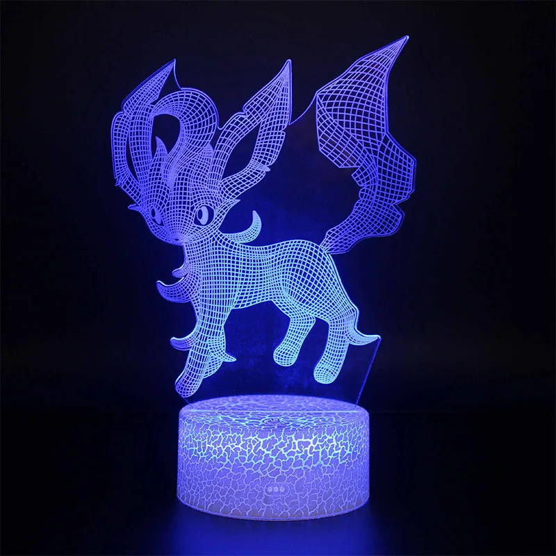 Pokemon Umbreon 7 цветов лампа 3d визуальные светодиодные ночники дети сенсорный Usb настольная лампа Пикачу ребенок Покемон го фигурка - Испускаемый цвет: 1