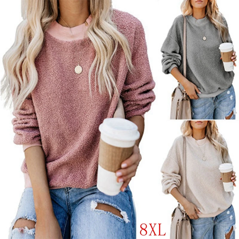 

Autumn and winter new large size sweater 5XL 6XL 7XL 8XL bust 138CM fashion women's round neck long sleeve loose casual pullover