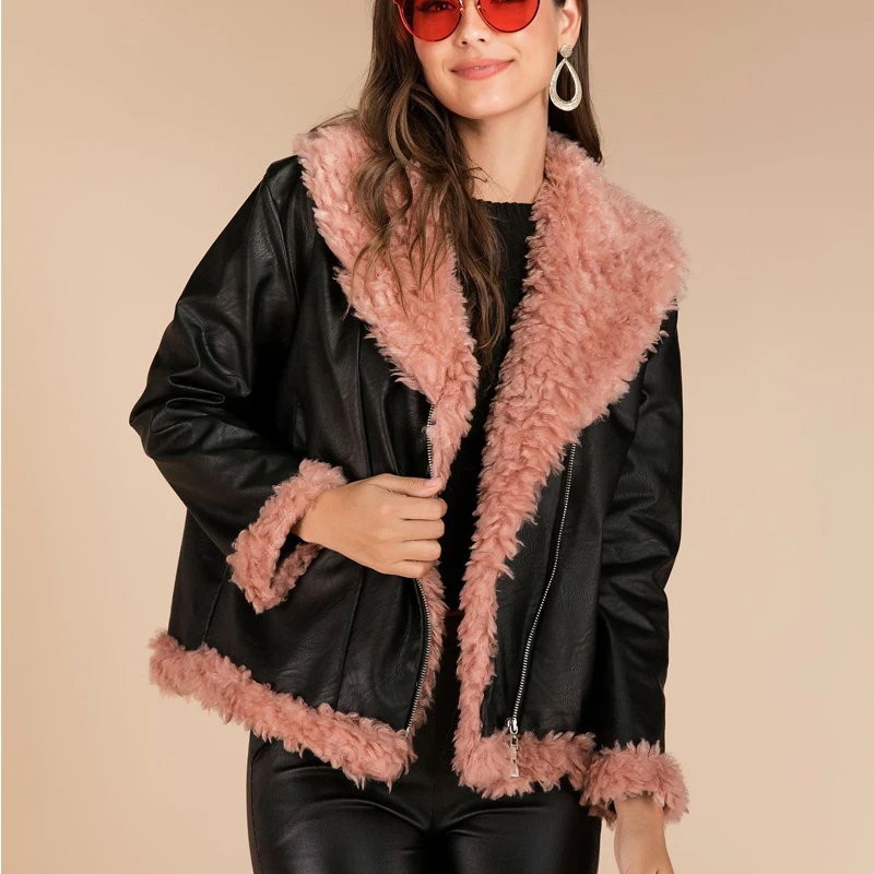 Black Faux Fur Coat Short Turn -down Collar Women Coats and Jacket Winter Furry Casual Fashion Winter Slim Outwear Real Photos