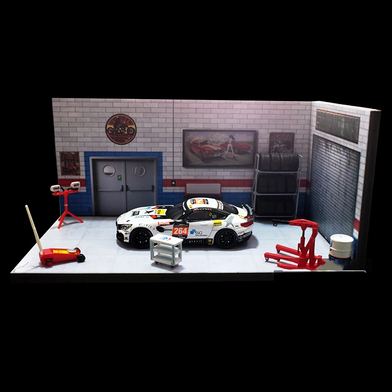 

1/64 garage factory maintenance warehouse house building model for car vehicle toys collection parking lot scene background