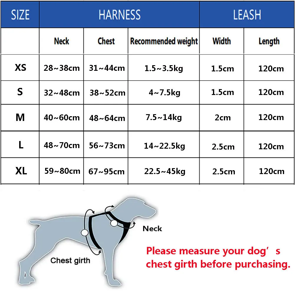 

Adjustable Dog Harness No Pull Reflective Breathable Pet Harness Vest Leash Set For Puppy Medium Large Dogs Outing Training