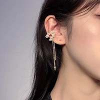 hot sale 2021 new korean pearl clips earrings c shaped asymmetric ear cuffs earrings for women jewelry clips on ears trendy
