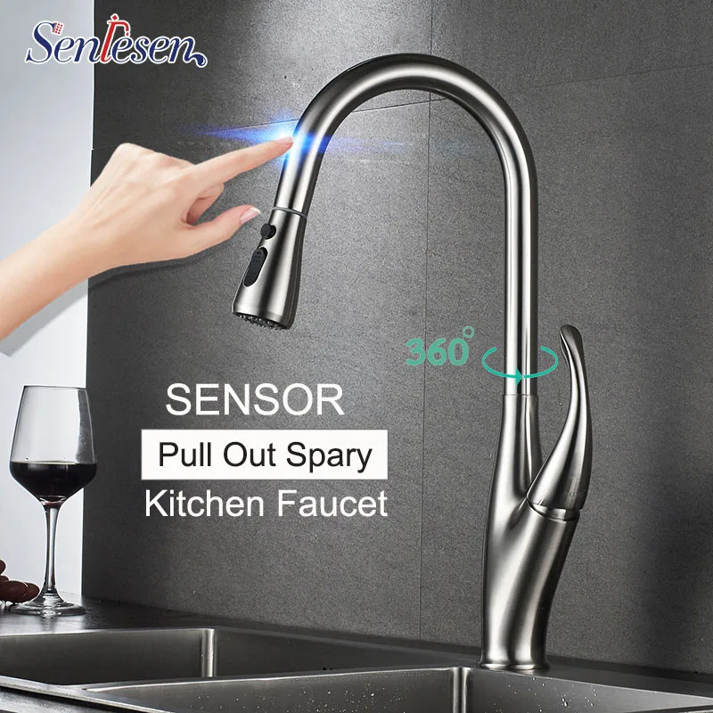 Senlesen сенсор Кухонные смесители Smart Touch Индуктивный чувствительный черный одной ручкой двойной выход воды Режимы