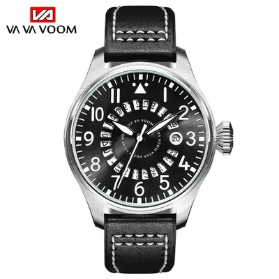 Повседневные спортивные мужские кварцевые часы VAVA VOOM кожаные водонепроницаемые
