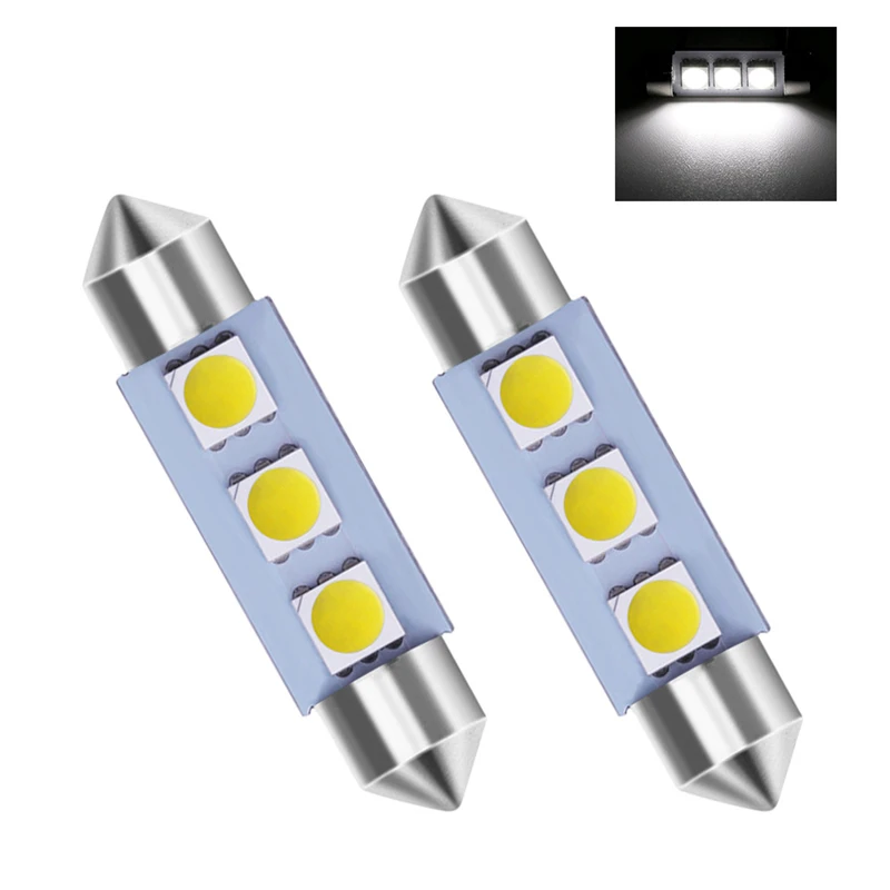100 шт. гирлянда 31 мм 36 39 41 3 светодиода 5050 4 SMD C5W Автомобильный интерьер купольная
