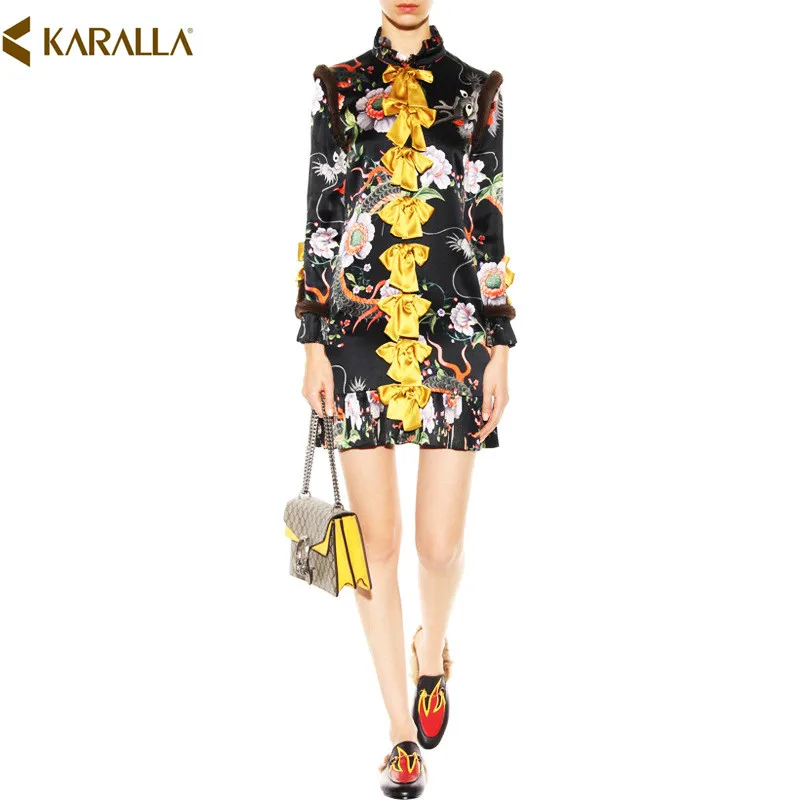 Роскошное Брендовое подиумное платье 2020 высокое качество женская новая печать