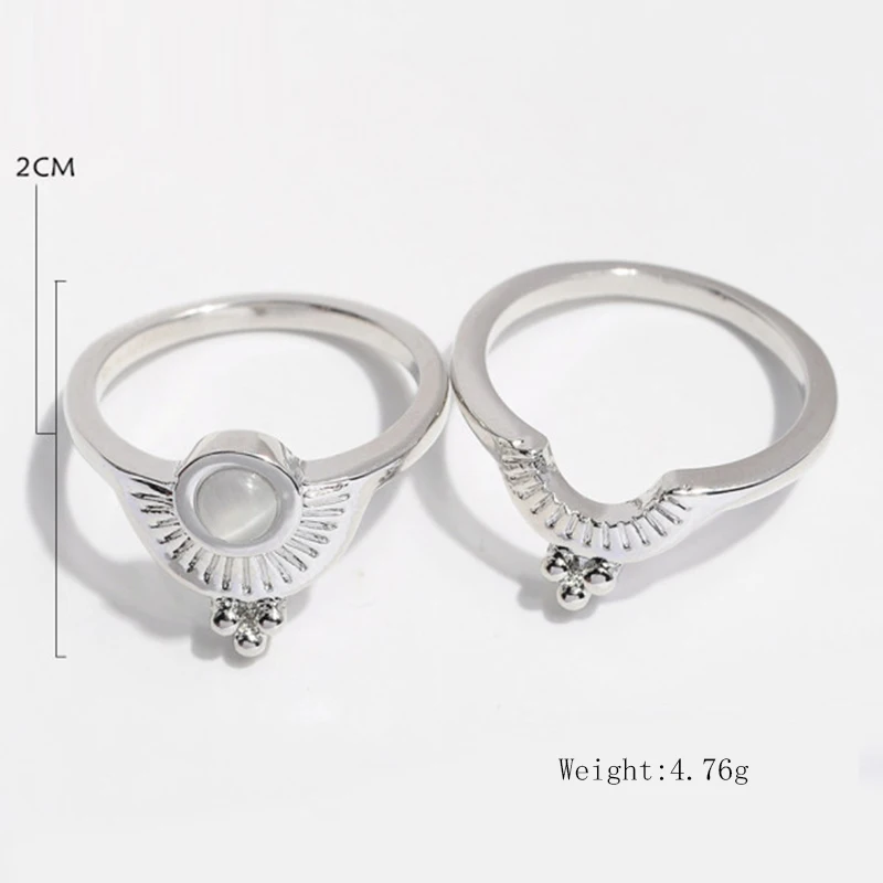 2 шт./компл. Модные Винтажные кольца набор комбинированные цветные на палец для