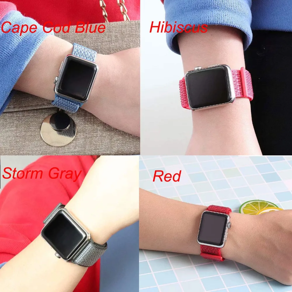 Спортивные петли для наручных часов Apple Watch, версии 44/42/40/38 мм 5/4/3/2/1 нейлоновый ремешок для наручных часов браслет ремешок с крючками и петлями застежка