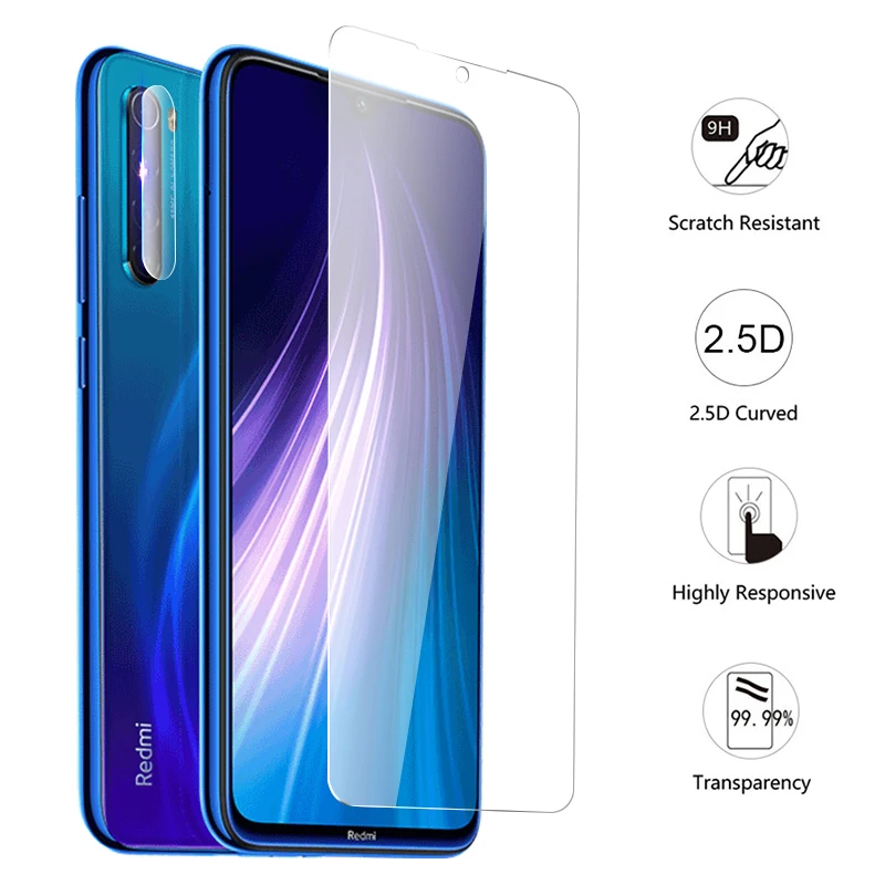 Закаленное стекло 3 в 1 для Redmi 8 9A note 7 Pro 8T 8A защитная пленка прозрачный чехол