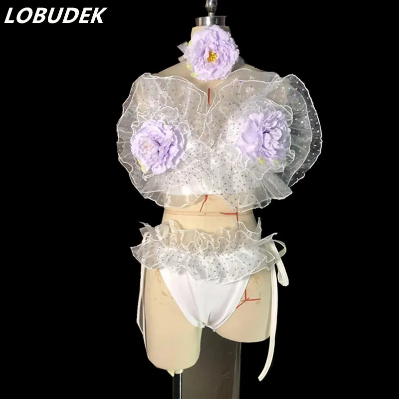 Комплект бикини женский пузырьковый пикантная мини юбка танцевальный костюм для