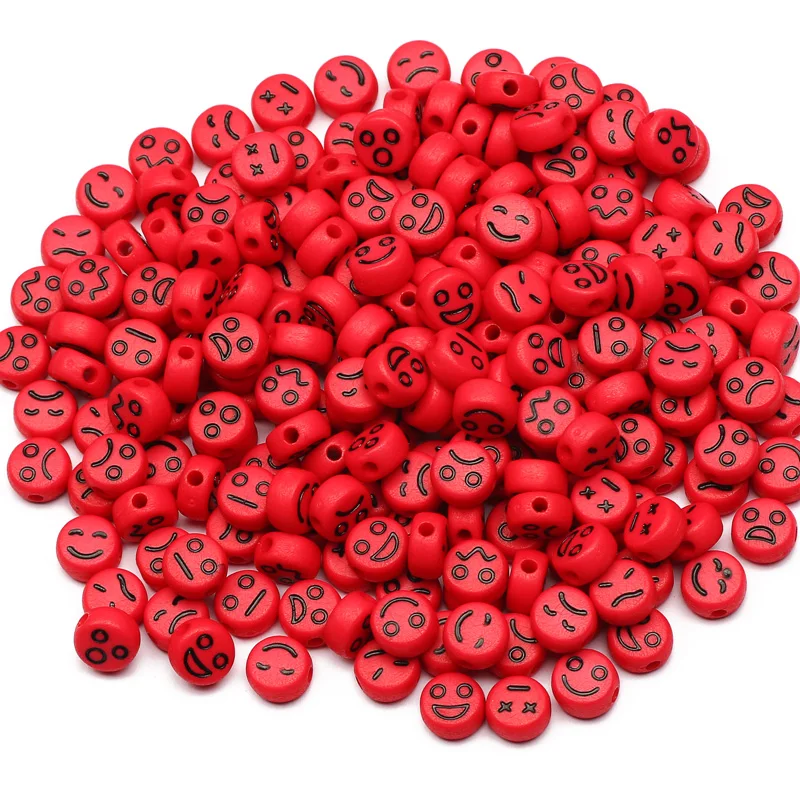 Красные смешанные эмотивы ранние плоские смайлики бусины-разделители для