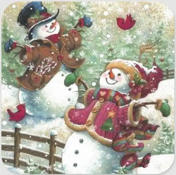 

1,5 дюймов Винтаж Снеговик на Рождество квадратный Стикеры