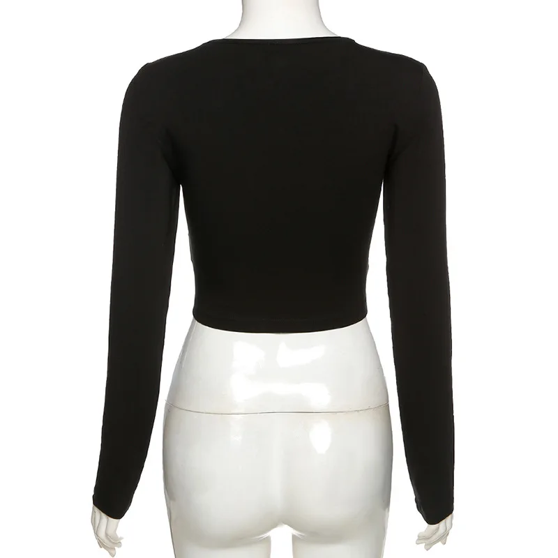 

Hollow Out Crop Top Punk Tee Shirts For Women Asymmetrical Gothic Streetwear Nice Spring Sexy Skinny Club Clothes Top