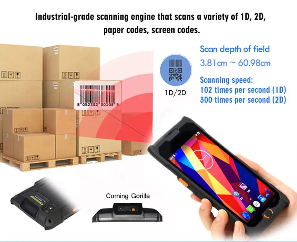 IP65 промышленный Android PDA NFC POS терминал термальный Wifi Bluetooth мобильный беспроводной