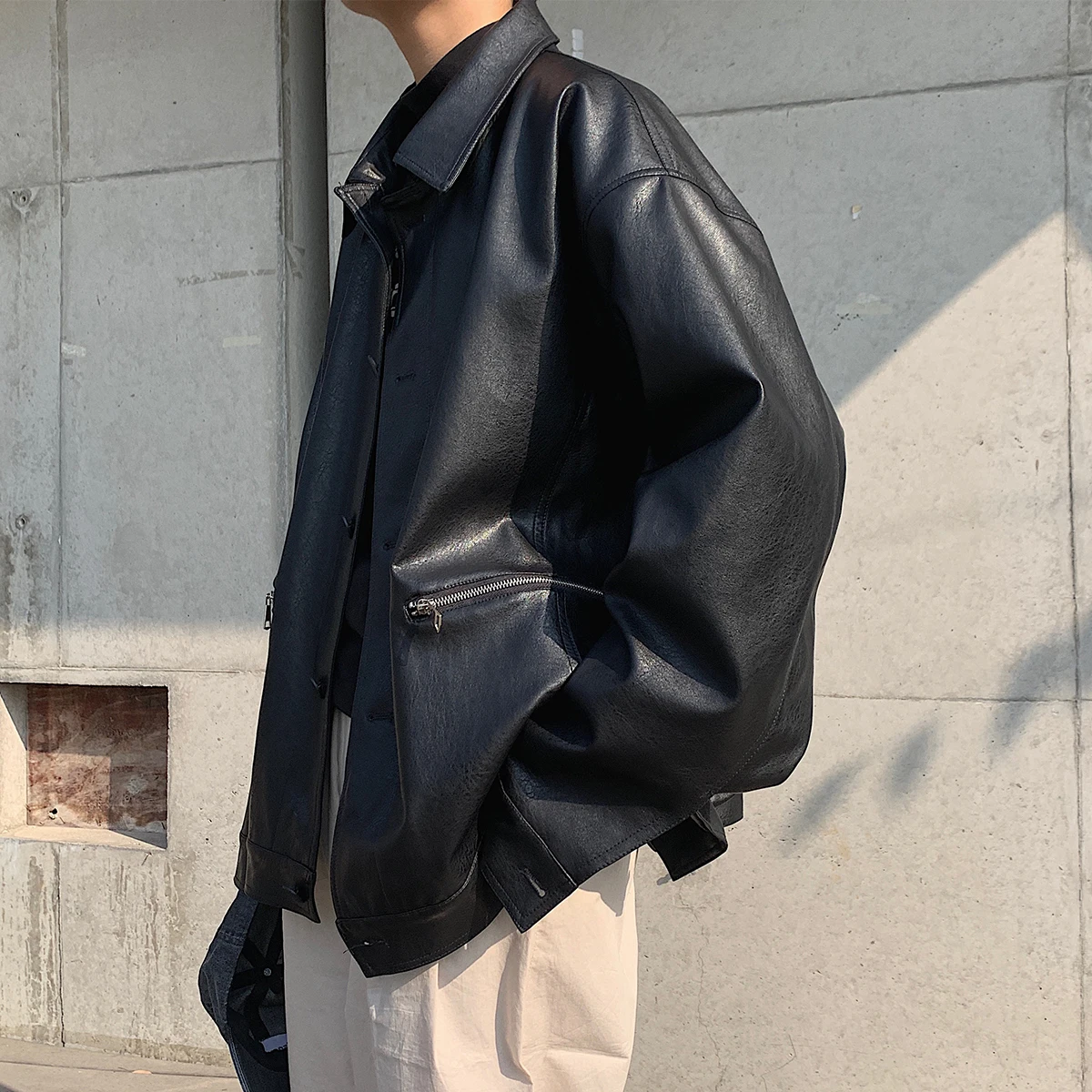 Мужская бейсбольная куртка из искусственной кожи на молнии с металлическим