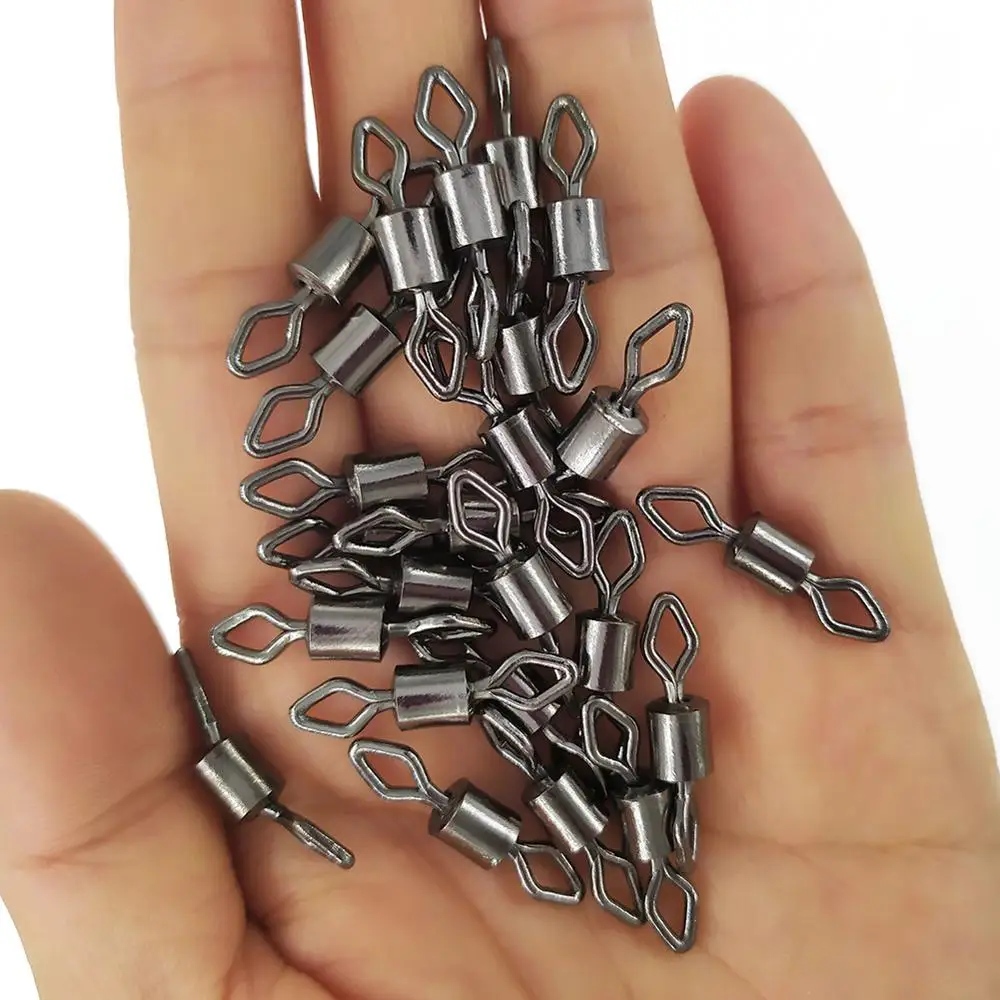 20pcs Fishing Swivels Diamond Eye Rolling Swivel Connector Stainless Steel Carp Tackle | Спорт и развлечения