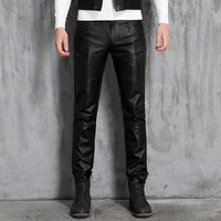 men genuine leather pants mens winter slim fashion sheepskin casual fashion motorcycle pants male locomotive trousers 2021
