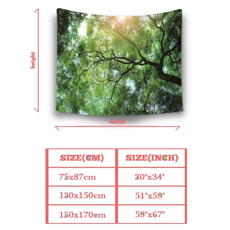 Forest tapestry rectangle wall hanging Sunshine beach towel Yoga mat picnic Polyester printed Colorful tapiz | Дом и сад