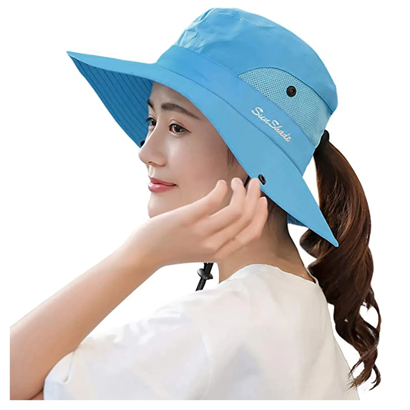 Шляпа Женская сетчатая Складная регулируемая широкая пляжная шапка с защитой от
