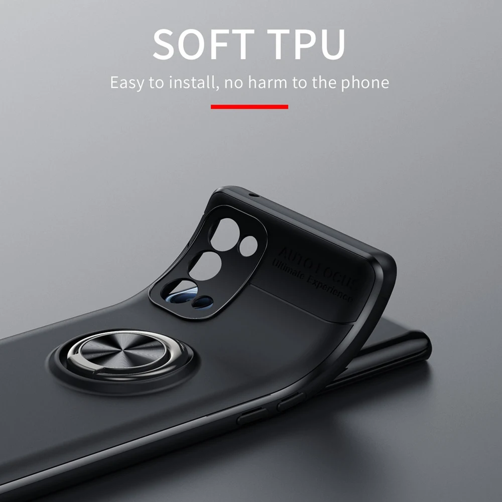 KEYSION Shockproof Case For OPPO A74 A54 5G A53S A55 A95 A94 A93 4G Silicone Metal Ring Stand Phone back cover for OPPO F19 Pro+