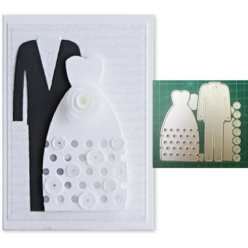 

Craft Metal Cutting Dies Cut Mold Wedding Couple Clothes Decoration Scrapbook Paper Craft Knife Mould Blade Punch Stencils dies