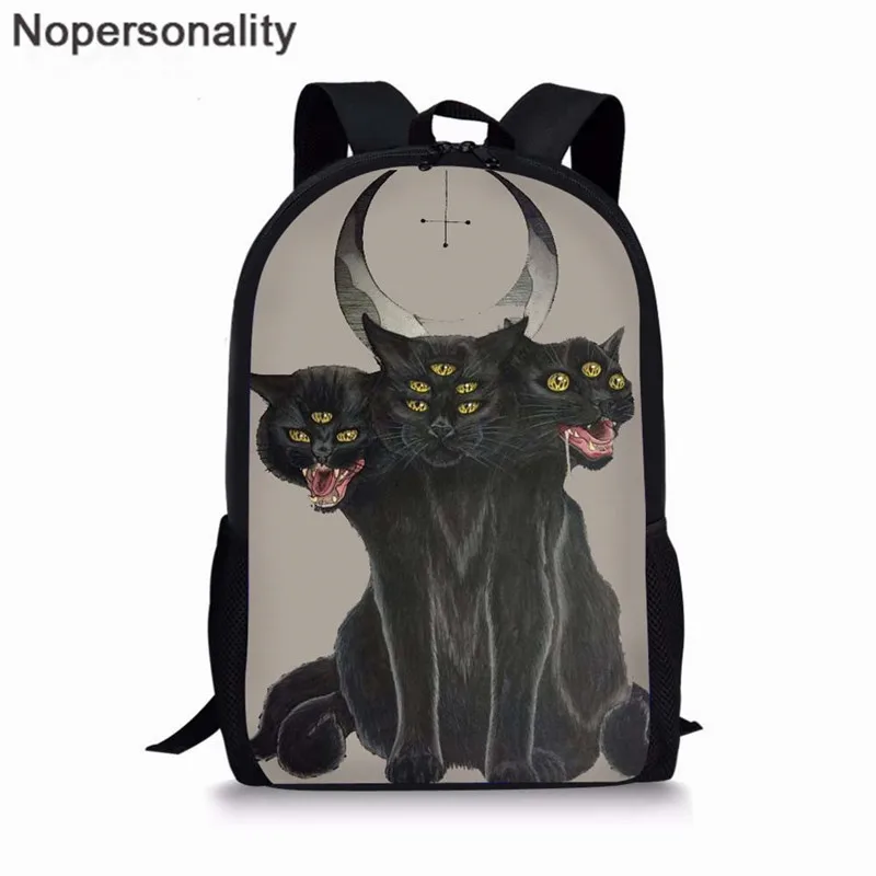 Nopersonality черная кошка печать Большая емкость школьная сумка для подростка Девочки Мальчики 3 шт./компл. Детский Школьный Рюкзак Школьная Сумка - Цвет: LH1064C