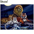 5D квадратная Алмазная картина с крестом Львы тигр и леопард Стразы Вышивка Алмазная мозаика DIY живопись по номерам