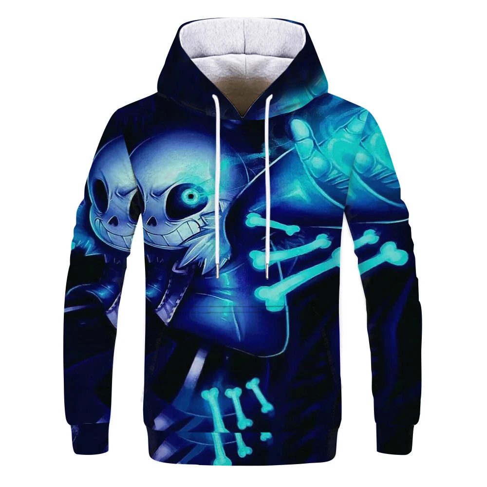 

Cool skull head creative autumn and winter sweater fashion cartoon hoodie personality O-neck street clothing 3D printing