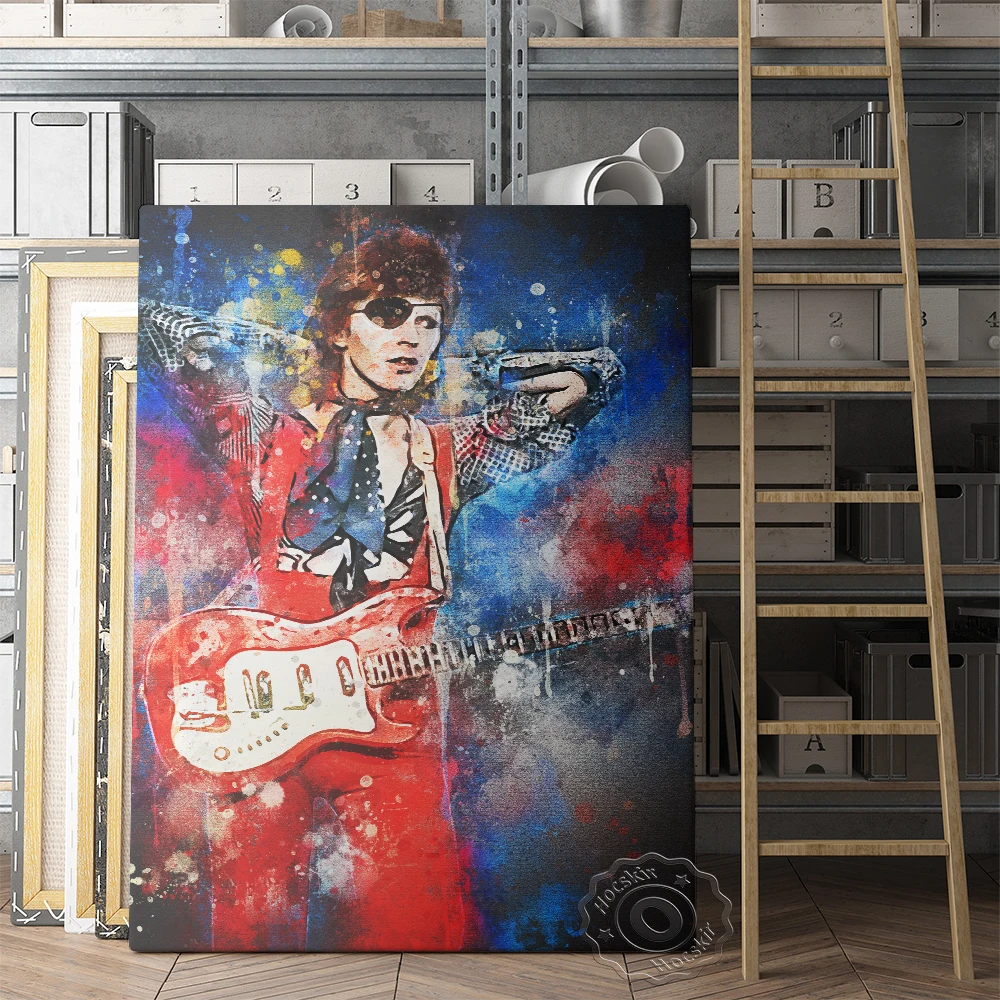 

David Bowie Black Watercolour Poster, Britain Rock Musician Fans Collect Portrait Art Prints, Vintage Colored Drawing Wall Decor