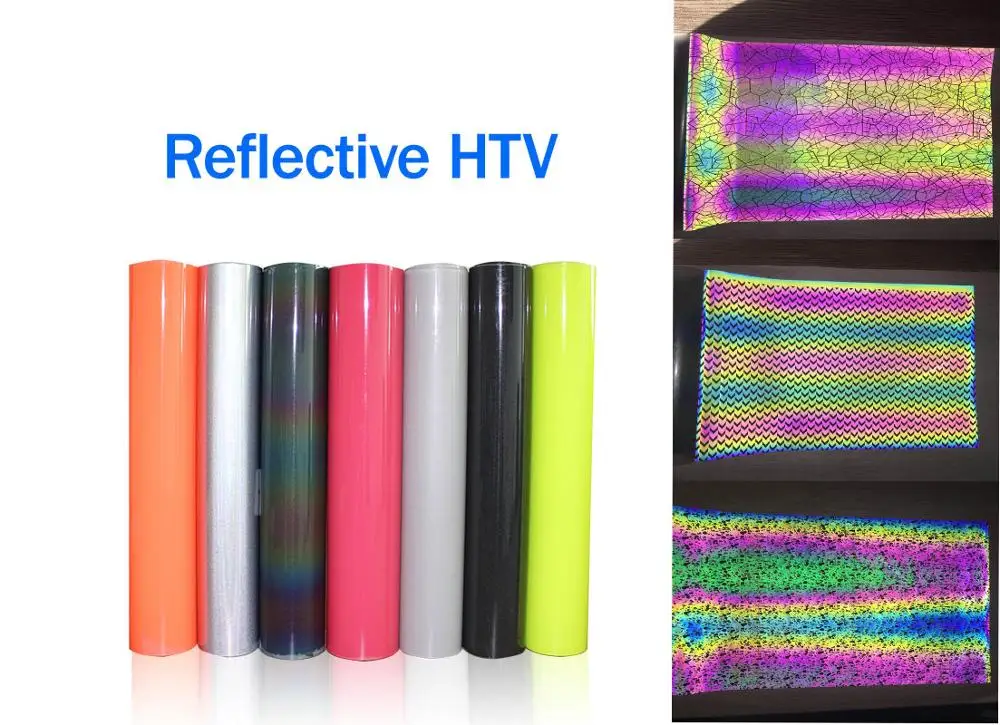 Дешевая красочная Светоотражающая Термотрансферная виниловая футболка 25 см x 50 10