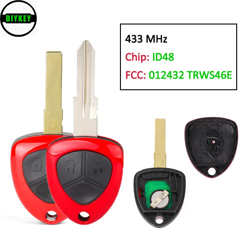 Запасной дистанционный ключ DIYKEY с 3 кнопками 433 МГц ID48 для Ferrari 458 Italia 2009-2014 F430 2005-2009