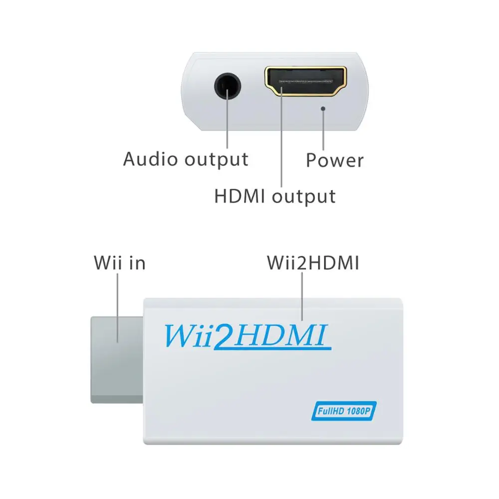Преобразователь eSYNiC для Wii в HDMI-совместимый преобразователь 3 5 мм аудио адаптер