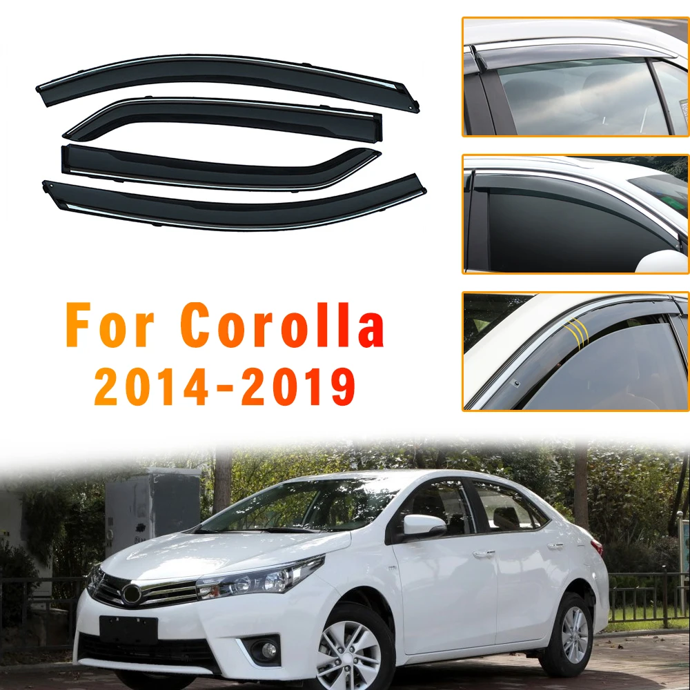 

Car Styling Smoke Window For Toyota Corolla E170 2014 2015 2016 2017 2018 Sun Rain exterior visor Deflector Guard Accessorie 4PC