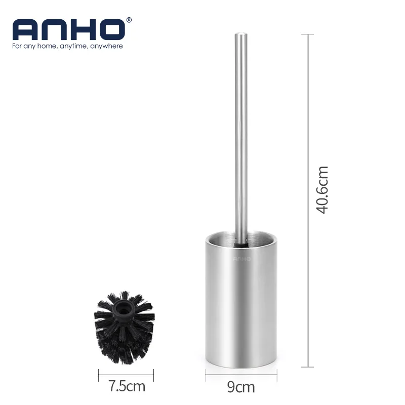 

ANHO Stainless Steel Toilet Brush Set Cleaning Brush with Base Plate Kit WC Bathroom Cleaning Accessories