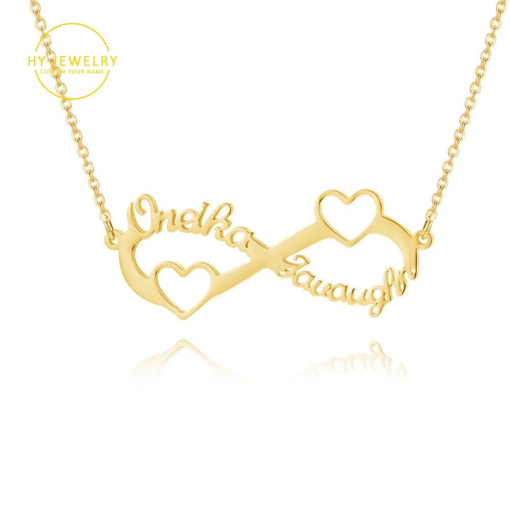 Золотое ожерелье из нержавеющей стали с именем на заказ подвеска в виде сердца