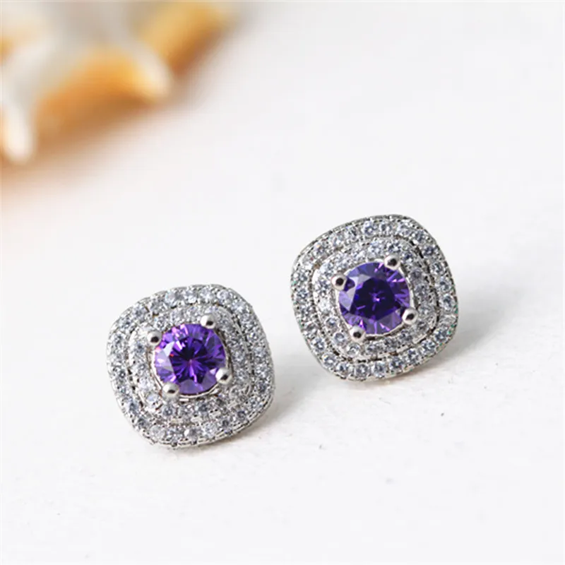 

New Silver Earrings Beautiful Temperament Female Inlaid Zircon Earrings Jewelry