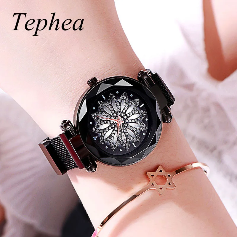 【Сток Clearance】 Женские Романтические Стразы нарядные часы сетка сталь звездное