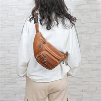 pu leather mens unsix waist belt pack storage bag women hip pouch sundries travel storage bags black brown