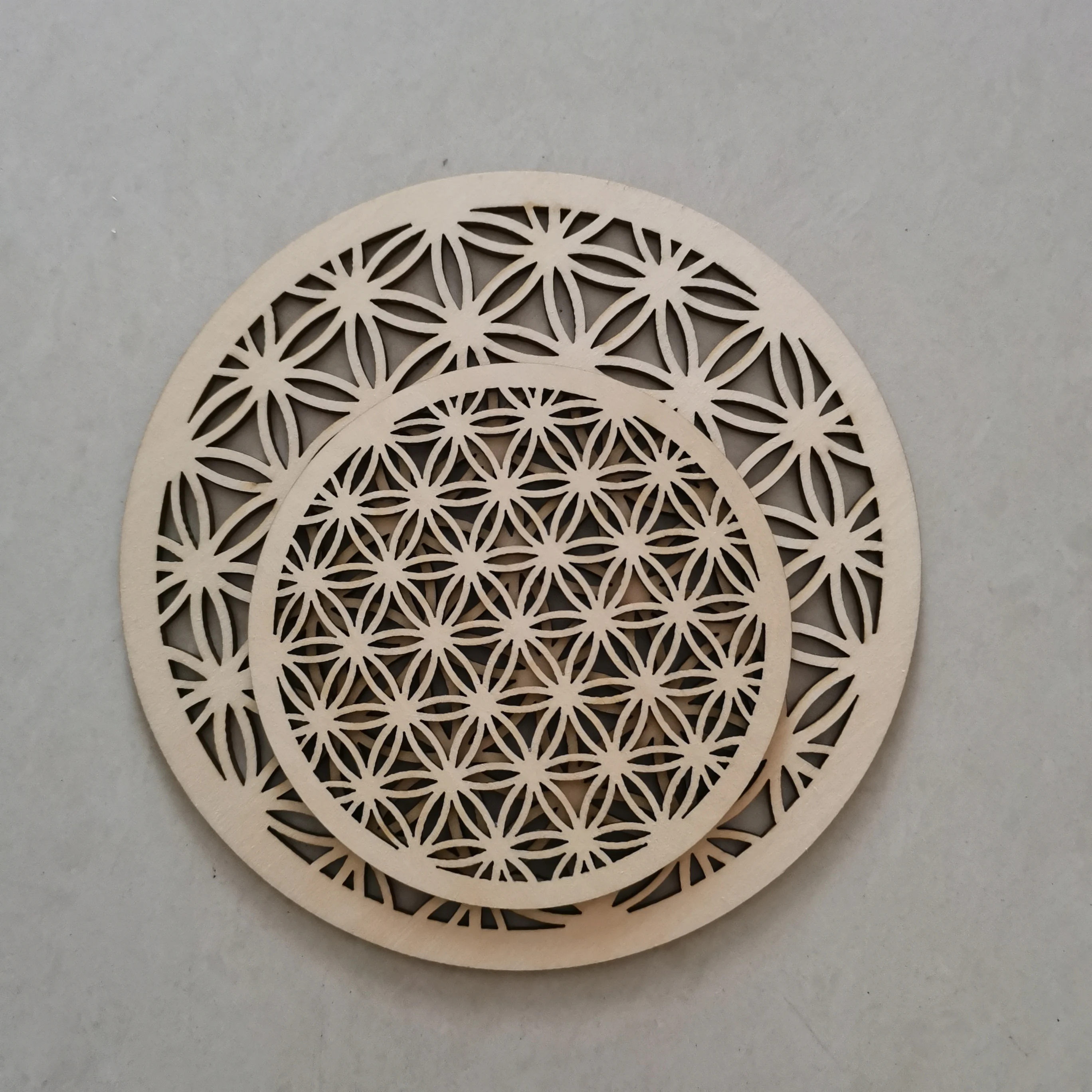 

10pcs Flower Of Life cut beermat place mat wood coasters Wood Gift