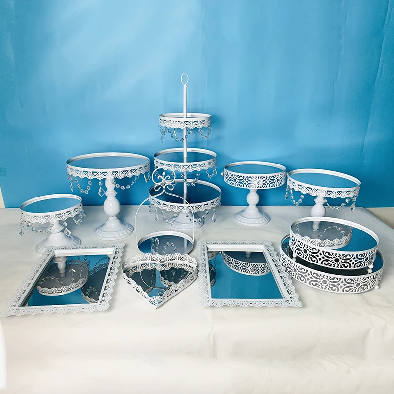11pcs in set 1-18 шт Торт Стенд набор круглый металлический торт подставки ДЕСЕРТ ДИСПЛЕЙ кекс подставки, белый - Цвет: 11pcs in set