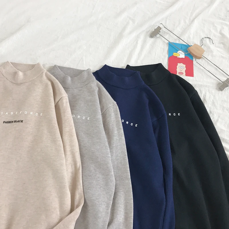 Мужской теплый пуловер в Корейском стиле повседневный приталенный свитер